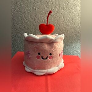 Spritz Pink Plush decor Cake with Red Cherry, brand new! Perfect for V-Day! ❤️